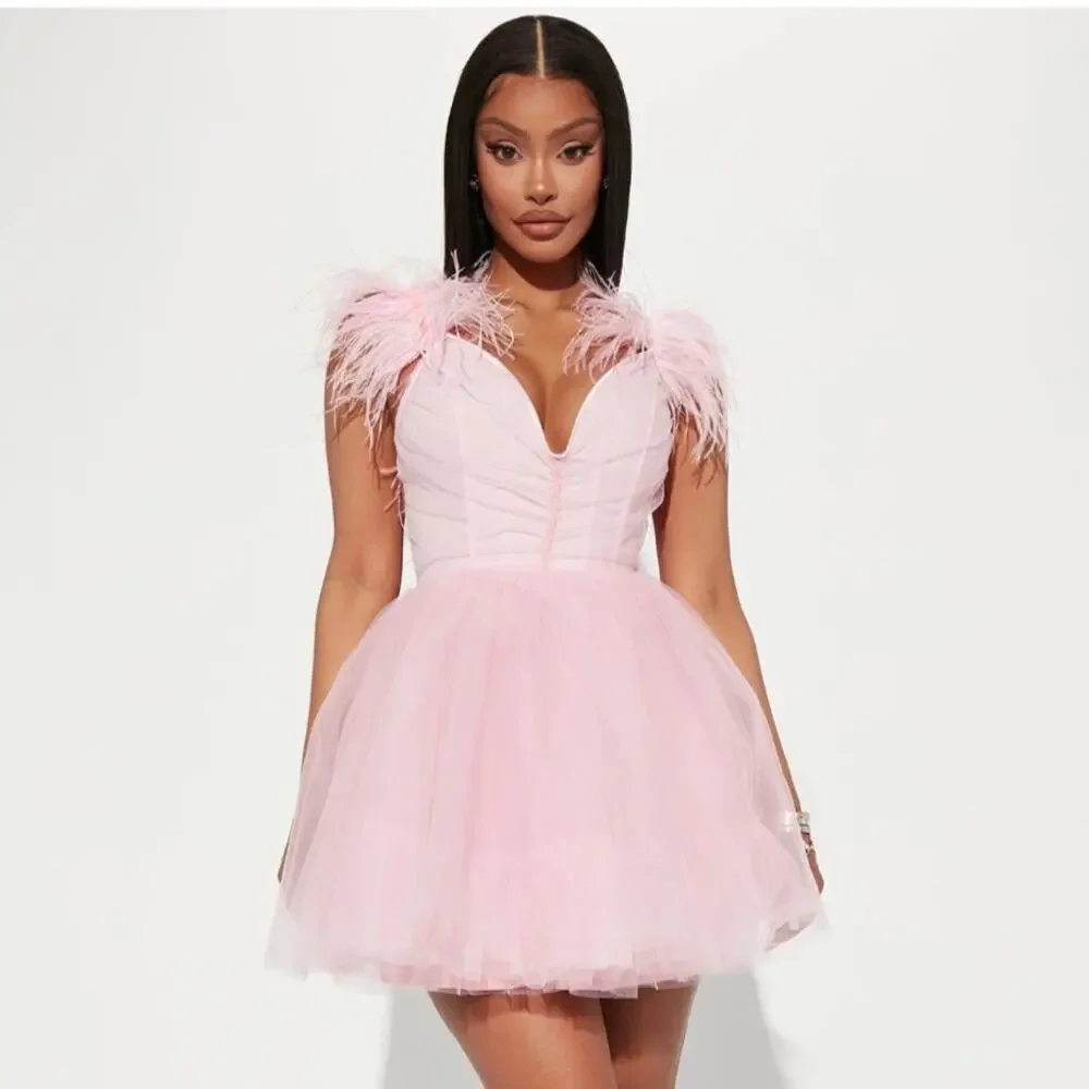 Fashion Nova Tulle Mini Dress Size S So In Love Pink - Picture 3 of 10